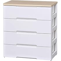 【美品・アイリスオーヤマ】木目天板HG-7244 4段チェスト ホワイト/木目 美品・アイリスオーヤマ】木目天板HG-7244 4段チェスト ホワイト